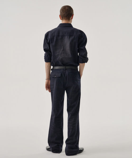 RIDGE HERRINGBONE PANTS (NAVY)