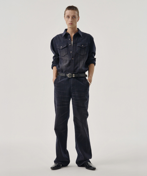 RIDGE HERRINGBONE PANTS (NAVY)