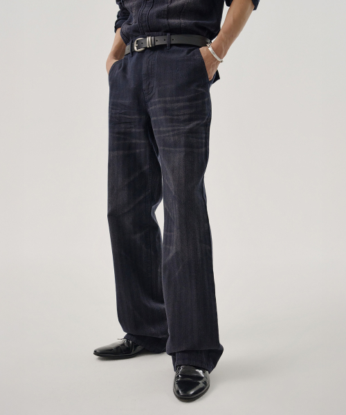 RIDGE HERRINGBONE PANTS (NAVY)