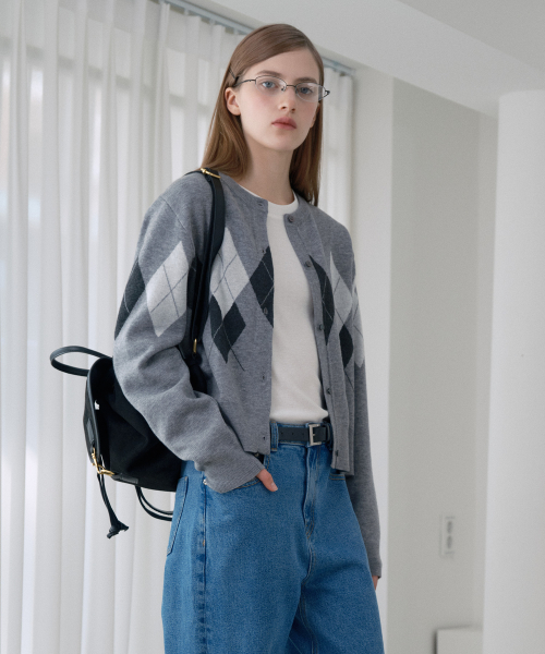 Wool-Blend Argyle Knit Cardigan JZKT621D