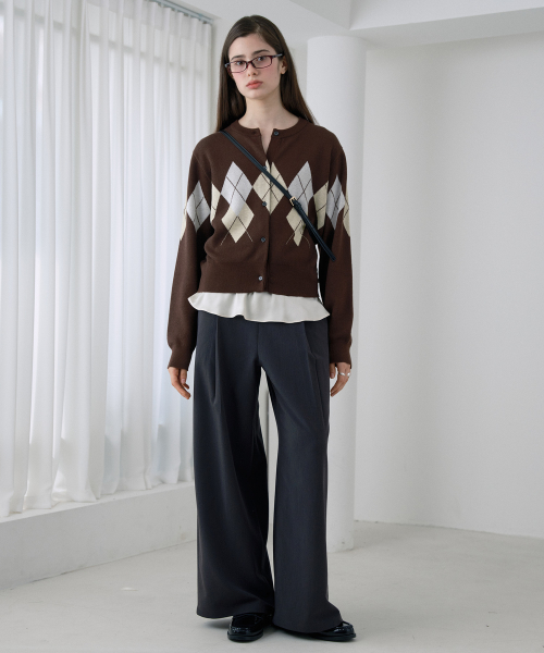 Wool-Blend Argyle Knit Cardigan JZKT621D