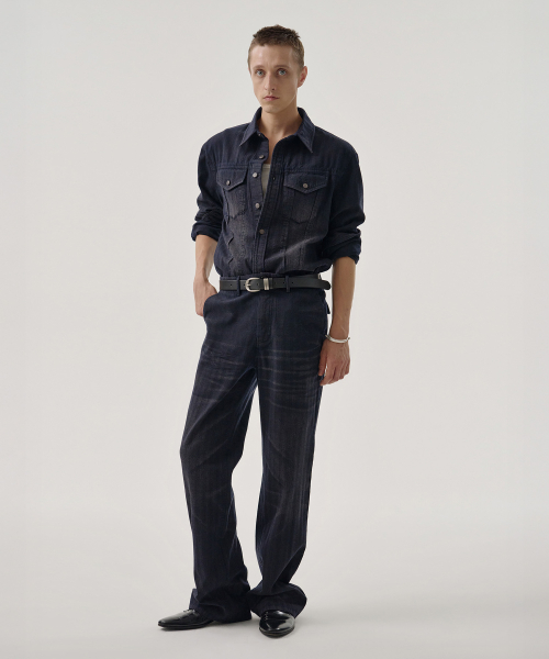 RIDGE HERRINGBONE SHIRT (NAVY)