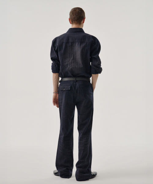 RIDGE HERRINGBONE SHIRT (NAVY)