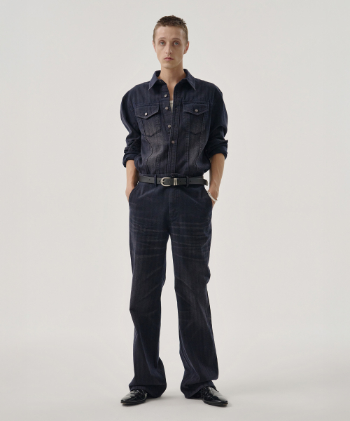 RIDGE HERRINGBONE SHIRT (NAVY)