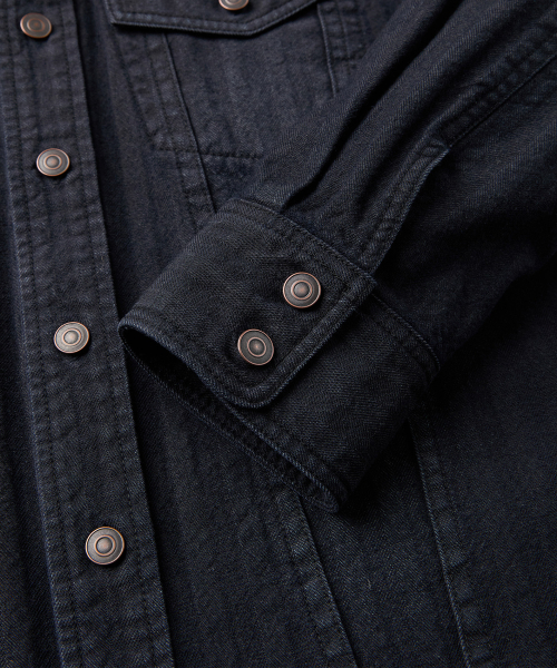RIDGE HERRINGBONE SHIRT (NAVY)