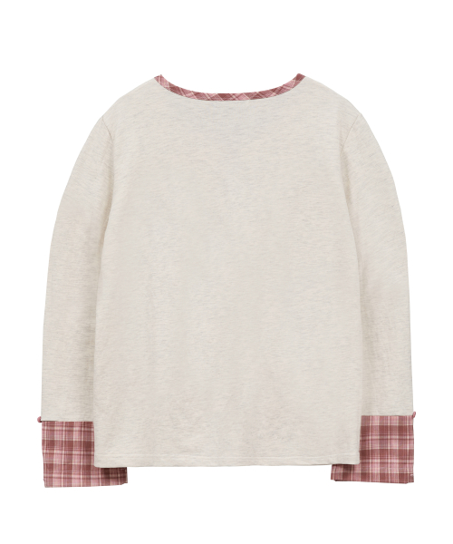 헨리넥 레이어드 롤업 롱슬리브 티셔츠 오트밀