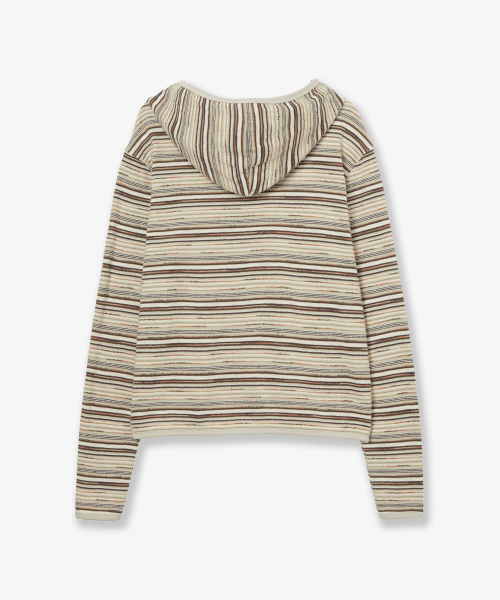 STRIPE KNIT HOODIE [IVORY]