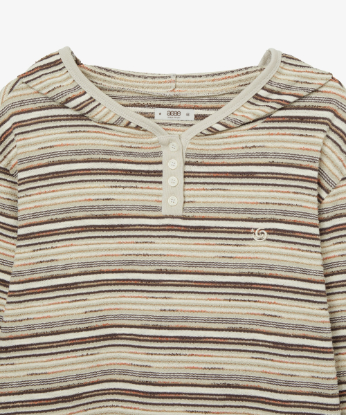 STRIPE KNIT HOODIE [IVORY]