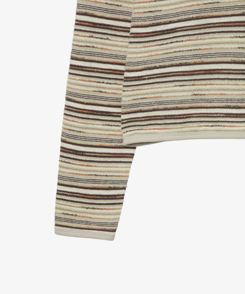 STRIPE KNIT HOODIE [IVORY]