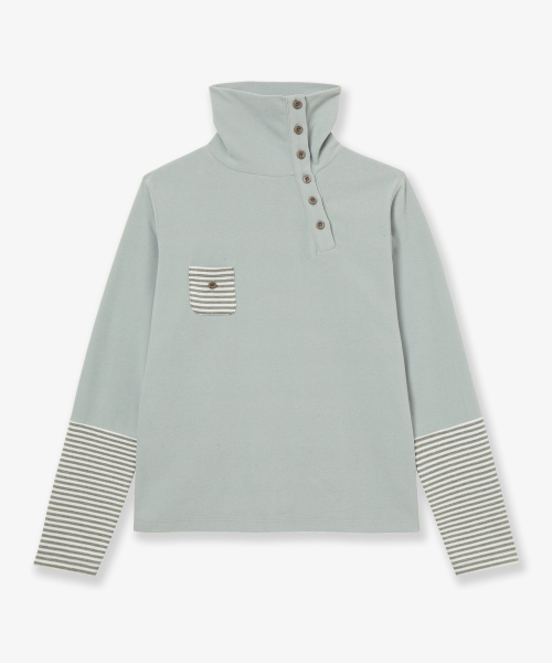 SLEEVE BLOCK HIGH NECK TEE [MINT]