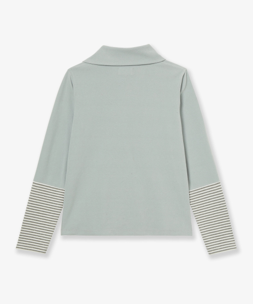 SLEEVE BLOCK HIGH NECK TEE [MINT]