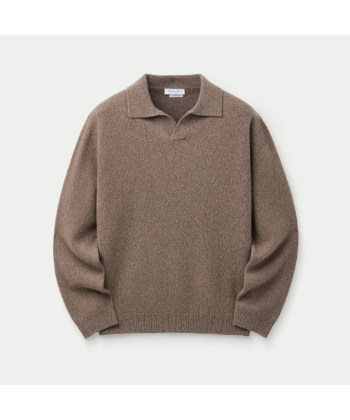 DANIELE FIESOLI EXTRAFINE MERINOS WOOL CASHMERE POLO SWEATER SOWAW26054BRX