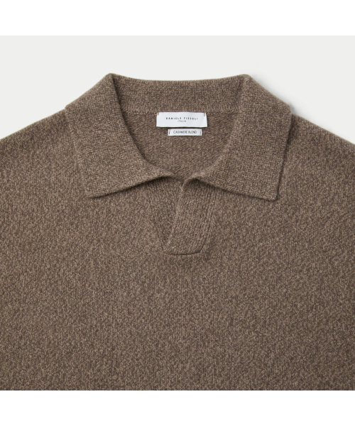DANIELE FIESOLI EXTRAFINE MERINOS WOOL CASHMERE POLO SWEATER SOWAW26054BRX