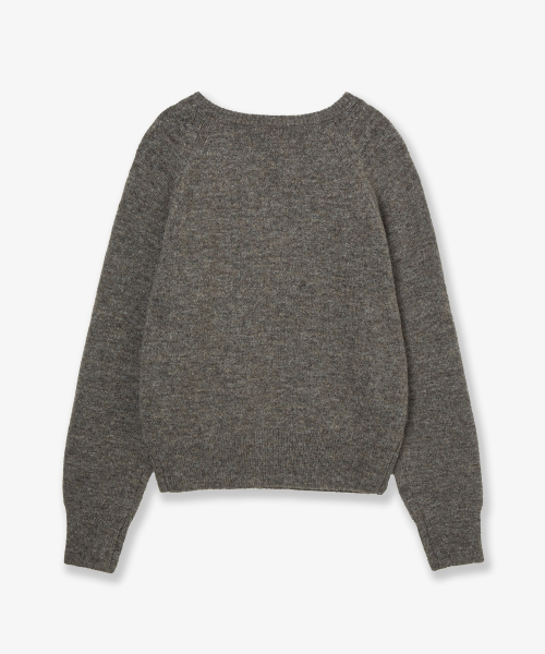 SYMBOL V NECK KNIT [MELANGE BROWN]