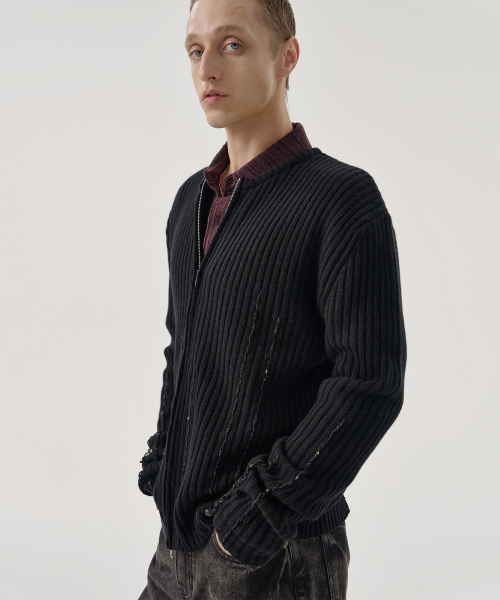 OTIS ZIP CARDIGAN (BLACK)