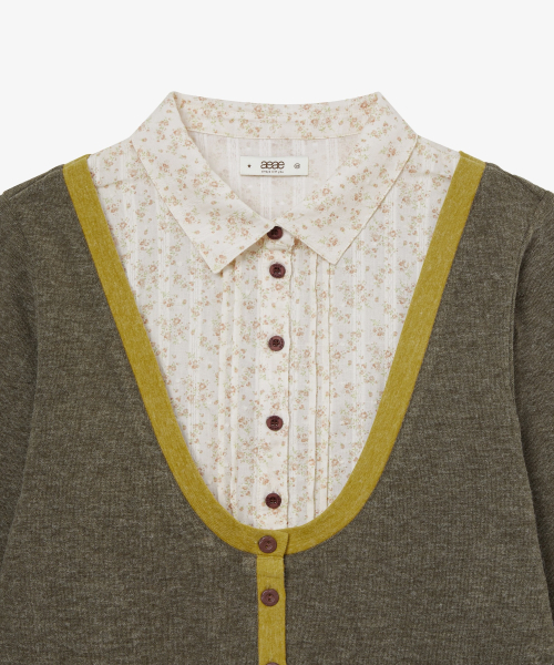 SHIRTS LAYERED CARDIGAN [OLIVE]