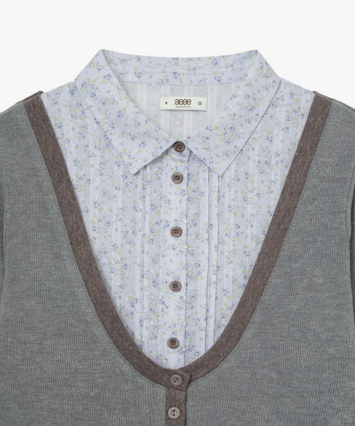 SHIRTS LAYERED CARDIGAN [GREY]