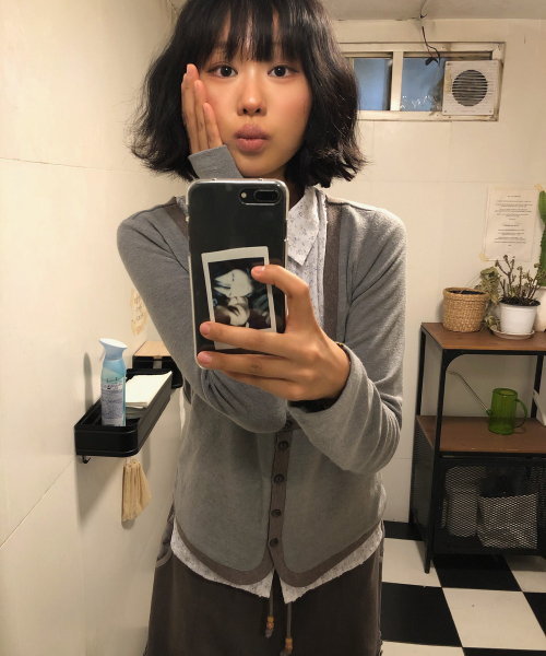 SHIRTS LAYERED CARDIGAN [GREY]