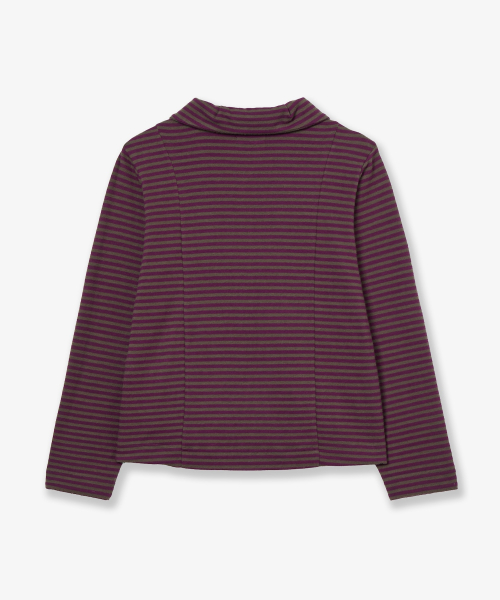 SHAWL COLLAR STRIPE ZIP UP [PURPLE]