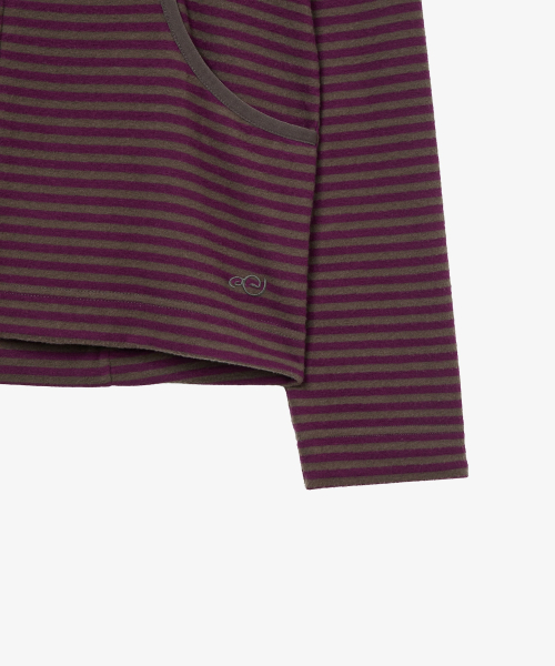 SHAWL COLLAR STRIPE ZIP UP [PURPLE]