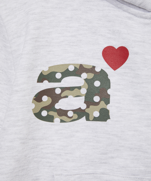 DOT SMALL LETTER CROP HOOD ZIP UP [LIGHT GREY/CAMO]