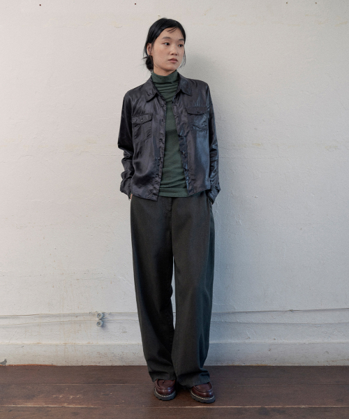 haily leather shirt (black)