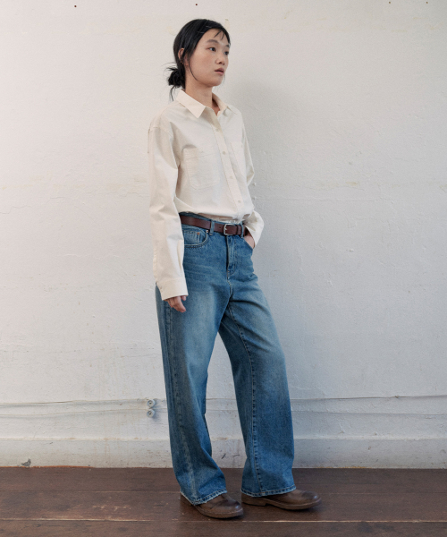 day straight denim pants (indigo)