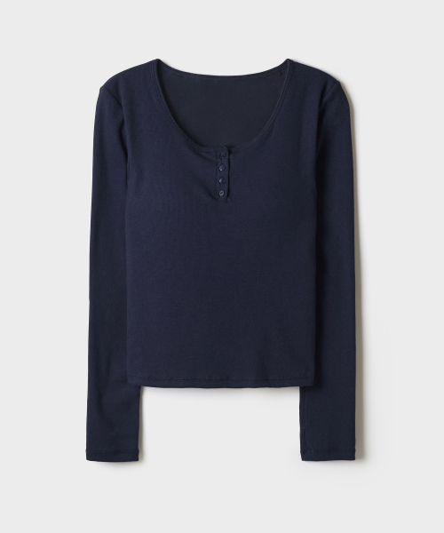 [BRA-IN] Built-In Cup Henley Long-Sleeve Tee_SPLWG49G52