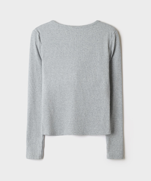 [BRA-IN] Built-in Bra Slit-Neck Long-Sleeve Tee_SPLWG49G51