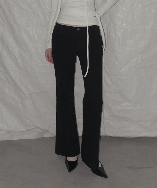 Boldip Basic Semi-Bootcut Pants, Black