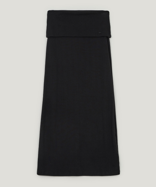 RILDIBEU Folding Punching Maxi Long Skirts_Black