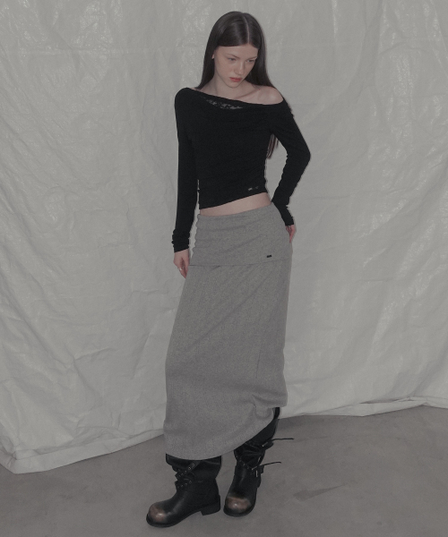 Rondi Lace Layered Shirred T Shirt_Black