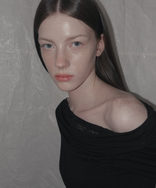 Rondi Lace Layered Shirred T Shirt_Black
