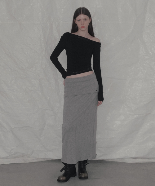 Rondi Lace Layered Shirred T Shirt_Black