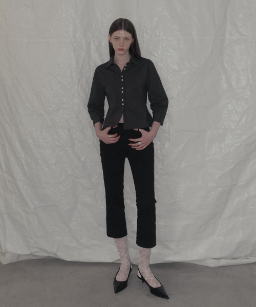 TAZE Basic Slit 3/4 Capri Pants_Black