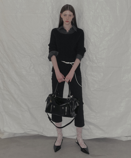 TAZE Basic Slit 3/4 Capri Pants_Black