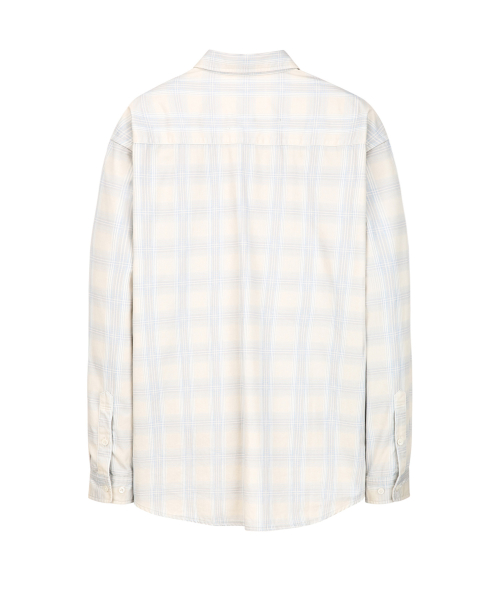 Digital Print Washed Check Shirts Ivory
