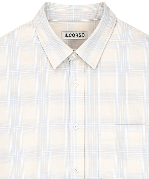 Digital Print Washed Check Shirts Ivory