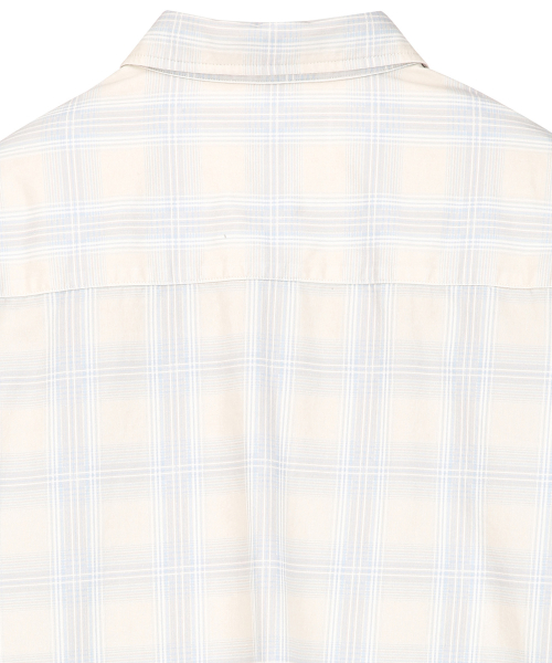 Digital Print Washed Check Shirts Ivory
