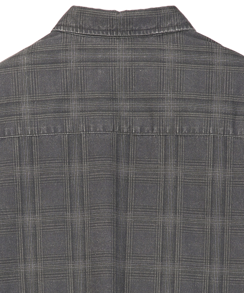 Digital Print Washed Check Shirts Charcoal Gray