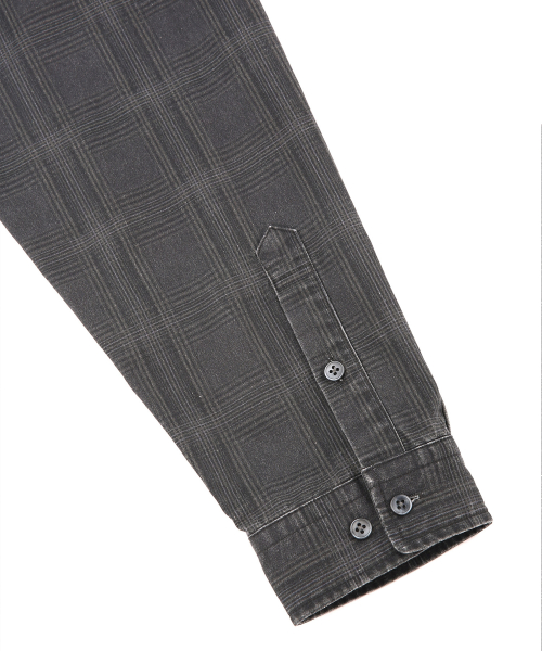 Digital Print Washed Check Shirts Charcoal Gray