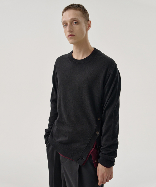 OBLIQUE SIDE KNIT (BLACK)