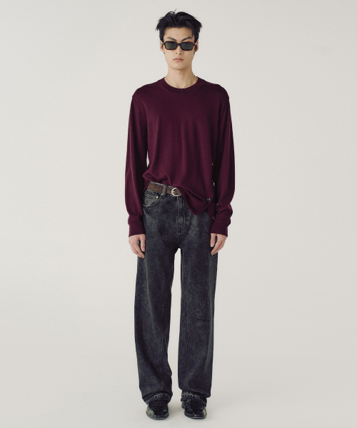OBLIQUE SIDE KNIT (WINE)