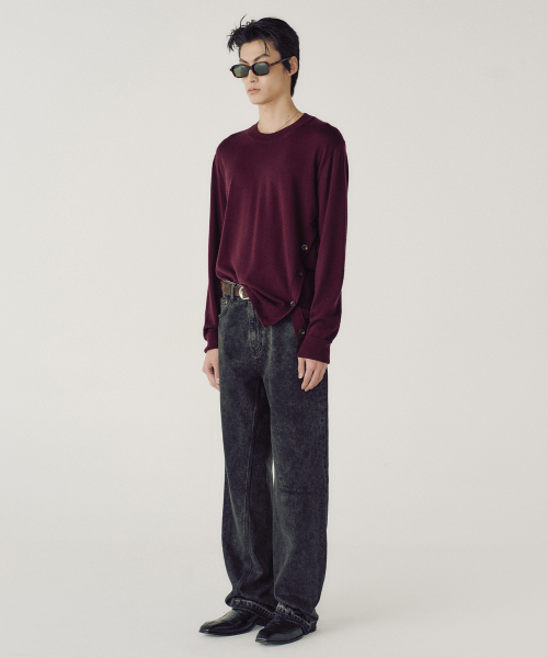 OBLIQUE SIDE KNIT (WINE)
