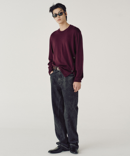 OBLIQUE SIDE KNIT (WINE)