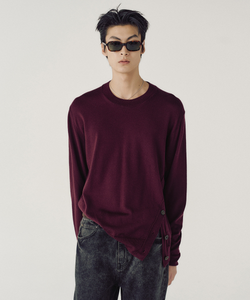 OBLIQUE SIDE KNIT (WINE)