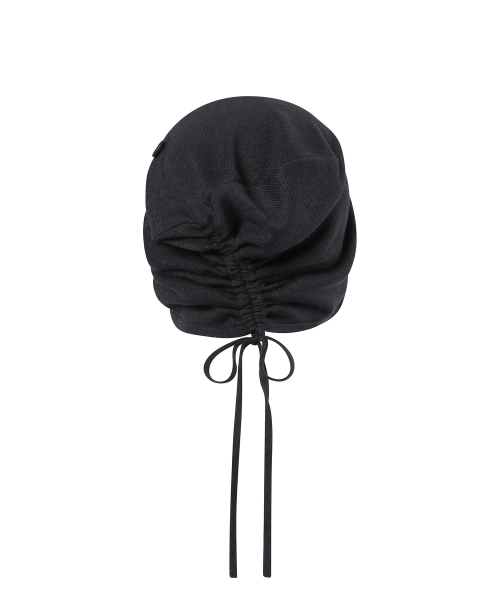 Cowl shirring string beanie CHARCOAL