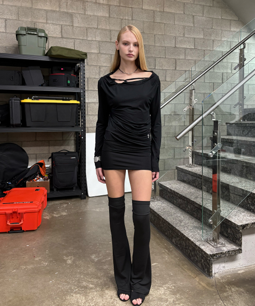 SLIT T DRESS (BLACK)