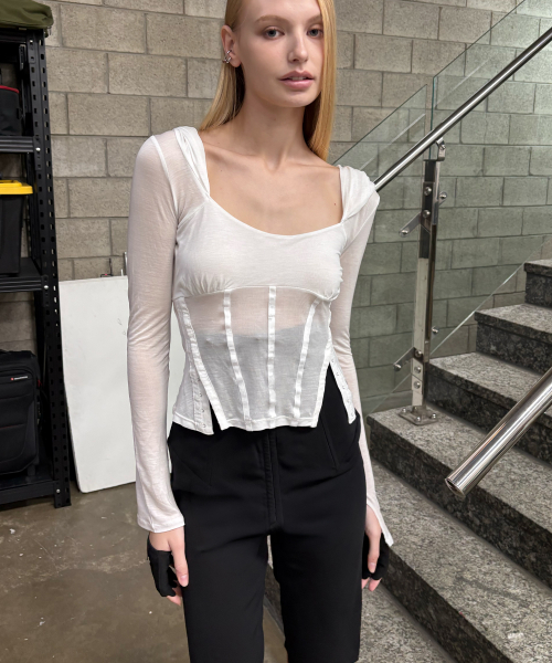 ALIX CORSET HOODIE TOP (WHITE)