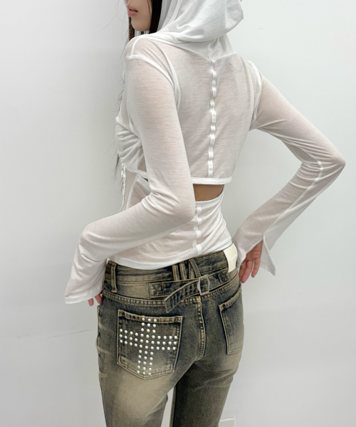 ALIX CORSET HOODIE TOP (WHITE)
